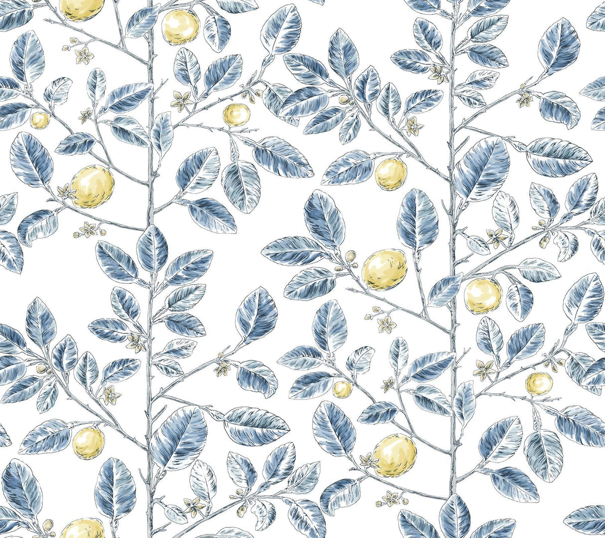 York Wallcoverings Limoncello Toile Blue Blue Wallpaper
