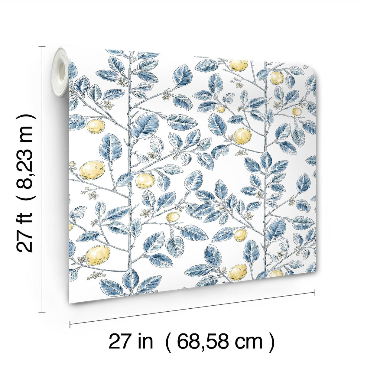 York Wallcoverings Limoncello Toile Blue Blue Wallpaper