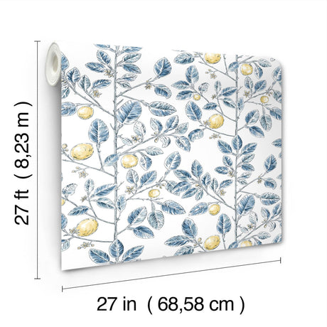 York Wallcoverings Limoncello Toile Blue Blue Wallpaper