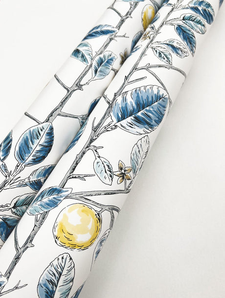 York Wallcoverings Limoncello Toile Blue Blue Wallpaper
