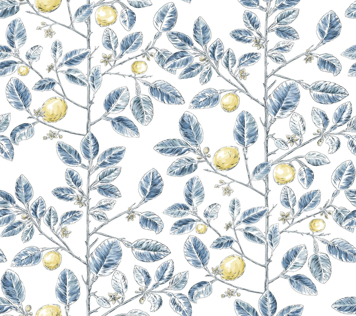 York Wallcoverings Limoncello Toile Blue Blue Wallpaper