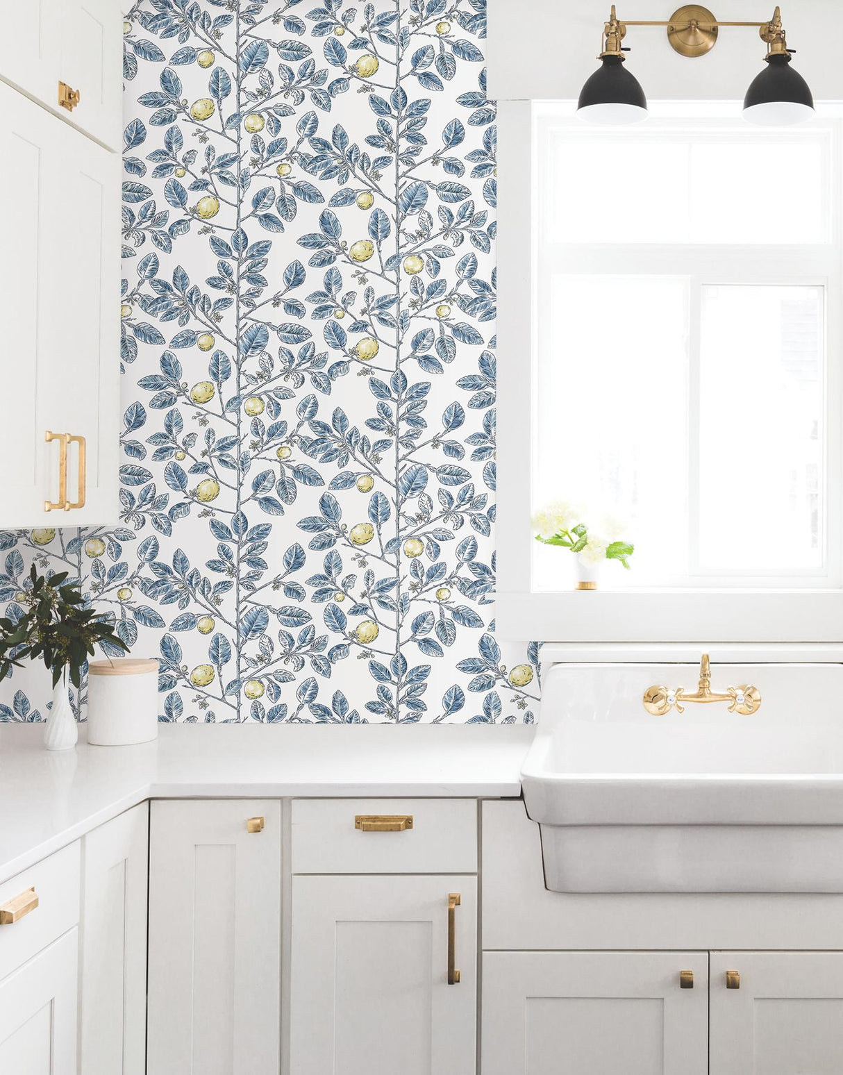 York Wallcoverings Limoncello Toile Blue Blue Wallpaper