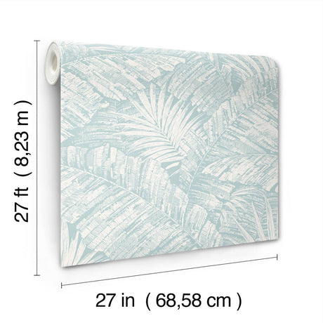 York Wallcoverings Palm Cove Toile White And Blue Blue Wallpaper