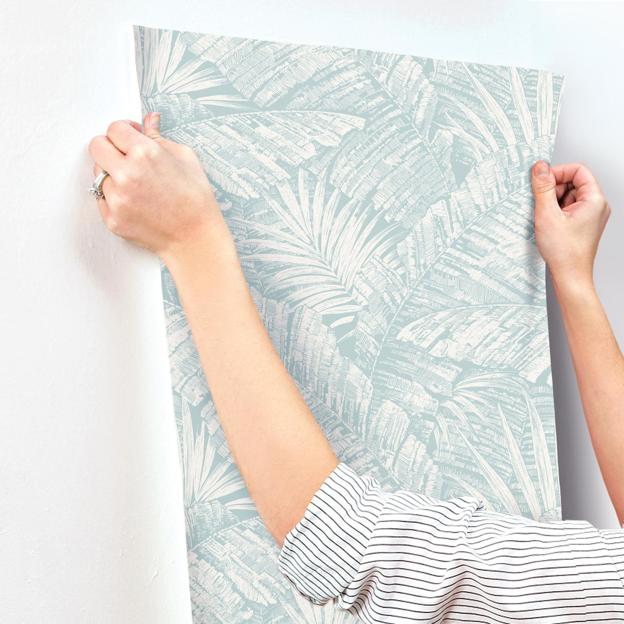 York Wallcoverings Palm Cove Toile White And Blue Blue Wallpaper