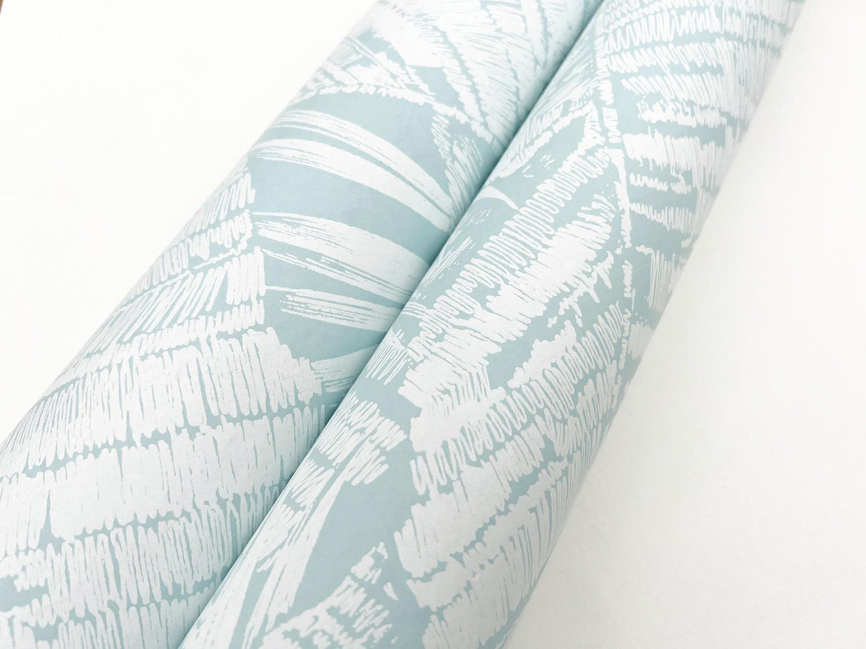 York Wallcoverings Palm Cove Toile White And Blue Blue Wallpaper