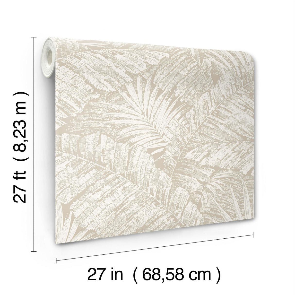 York Wallcoverings Palm Cove Toile White And Taupe Beige Wallpaper