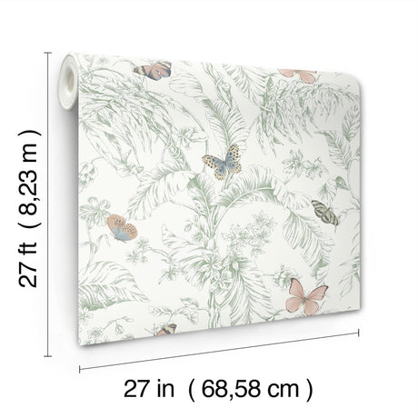 York Wallcoverings Papillon Blush White Wallpaper