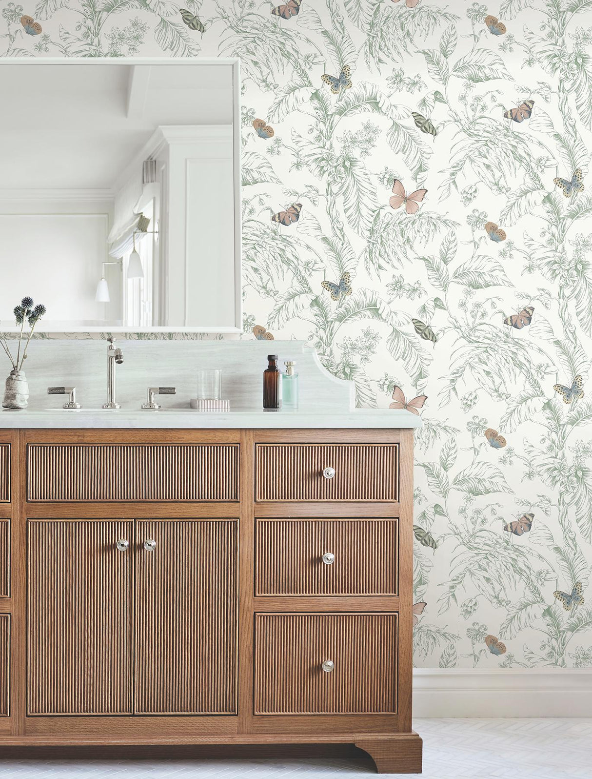 York Wallcoverings Papillon Blush White Wallpaper