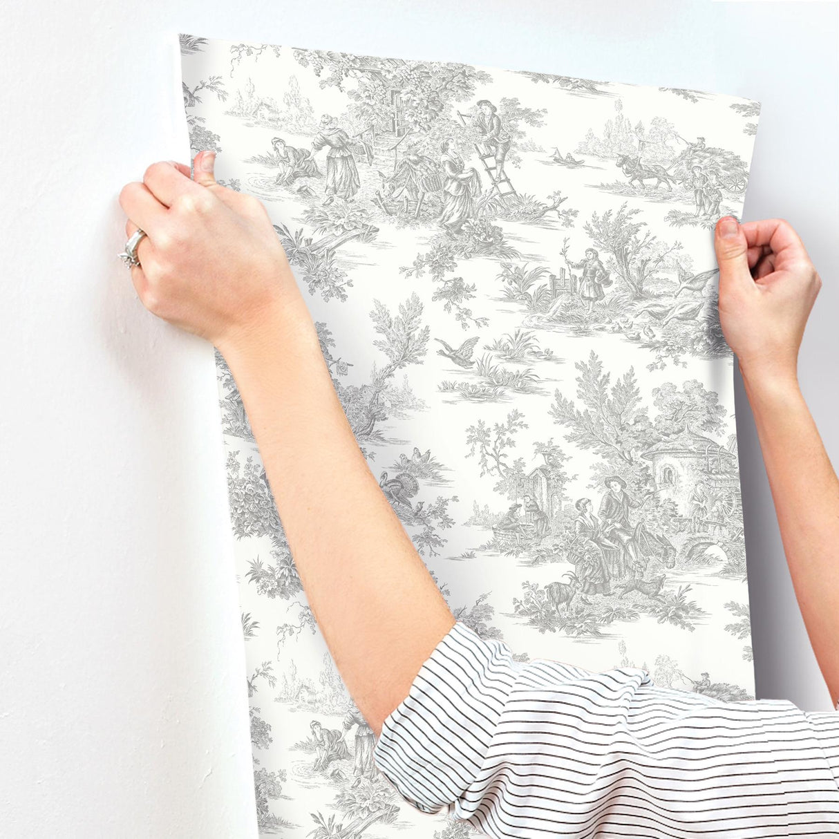 York Wallcoverings Campagne Toile Grey Grey Wallpaper