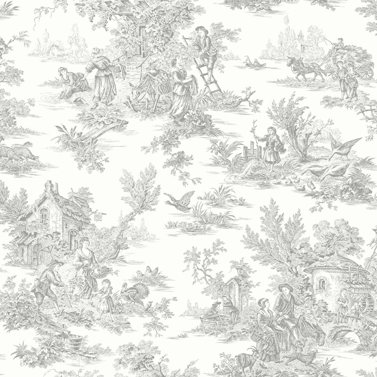York Wallcoverings Campagne Toile Grey Wallpaper – DecoratorsBest