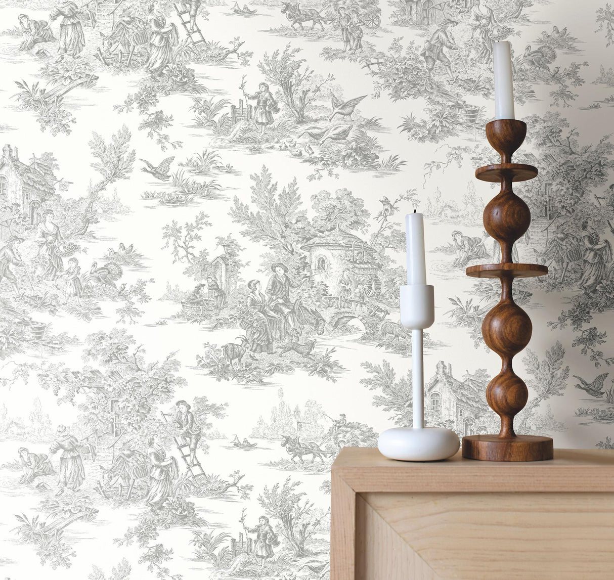 York Wallcoverings Campagne Toile Grey Grey Wallpaper