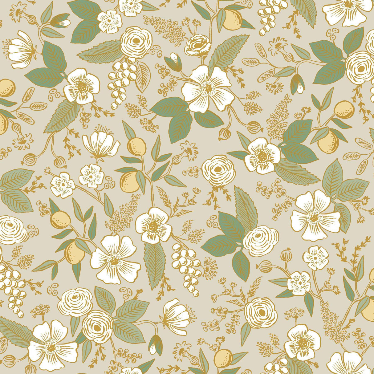 Rifle Paper Co. Colette Linen Peel and Stick Beige Wallpaper
