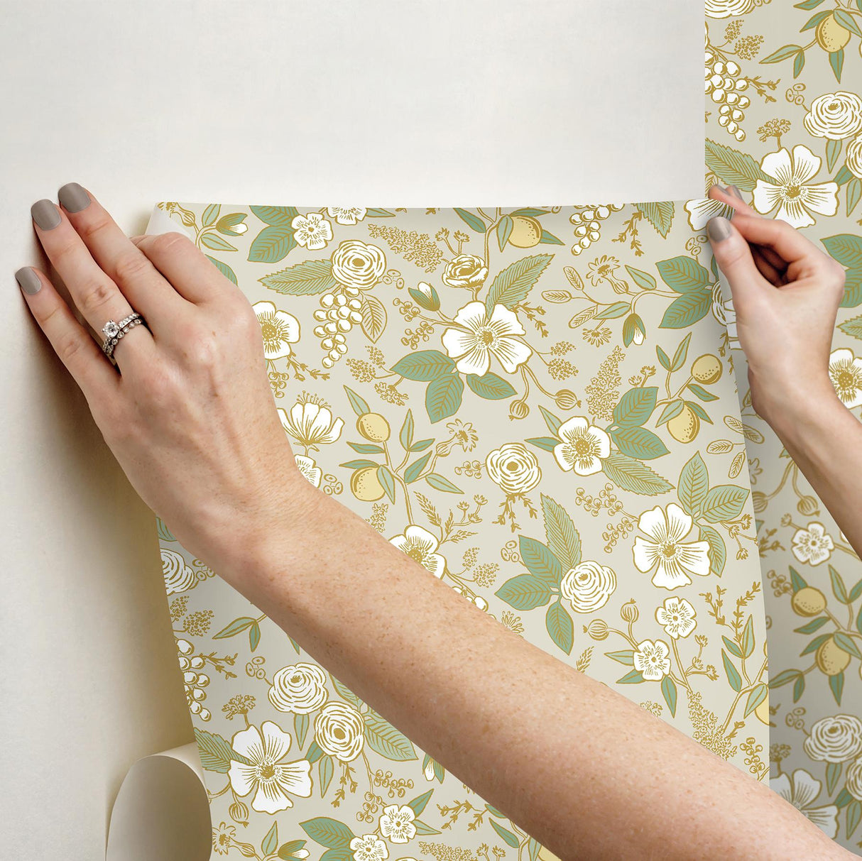 Rifle Paper Co. Colette Linen Peel And Stick Beige Wallpaper