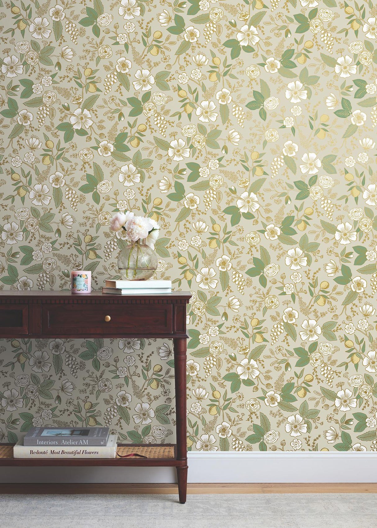 Rifle Paper Co. Colette Linen Peel And Stick Beige Wallpaper