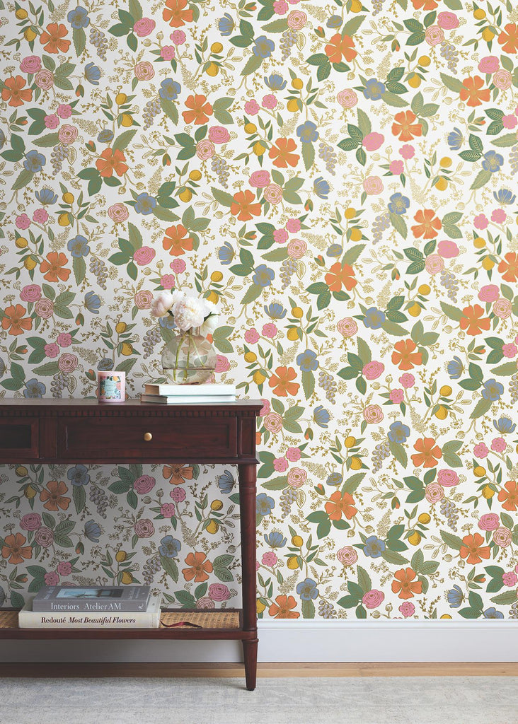 Rifle Paper Co. Colette Rose Multicolor Peel And Stick Pink Wallpaper