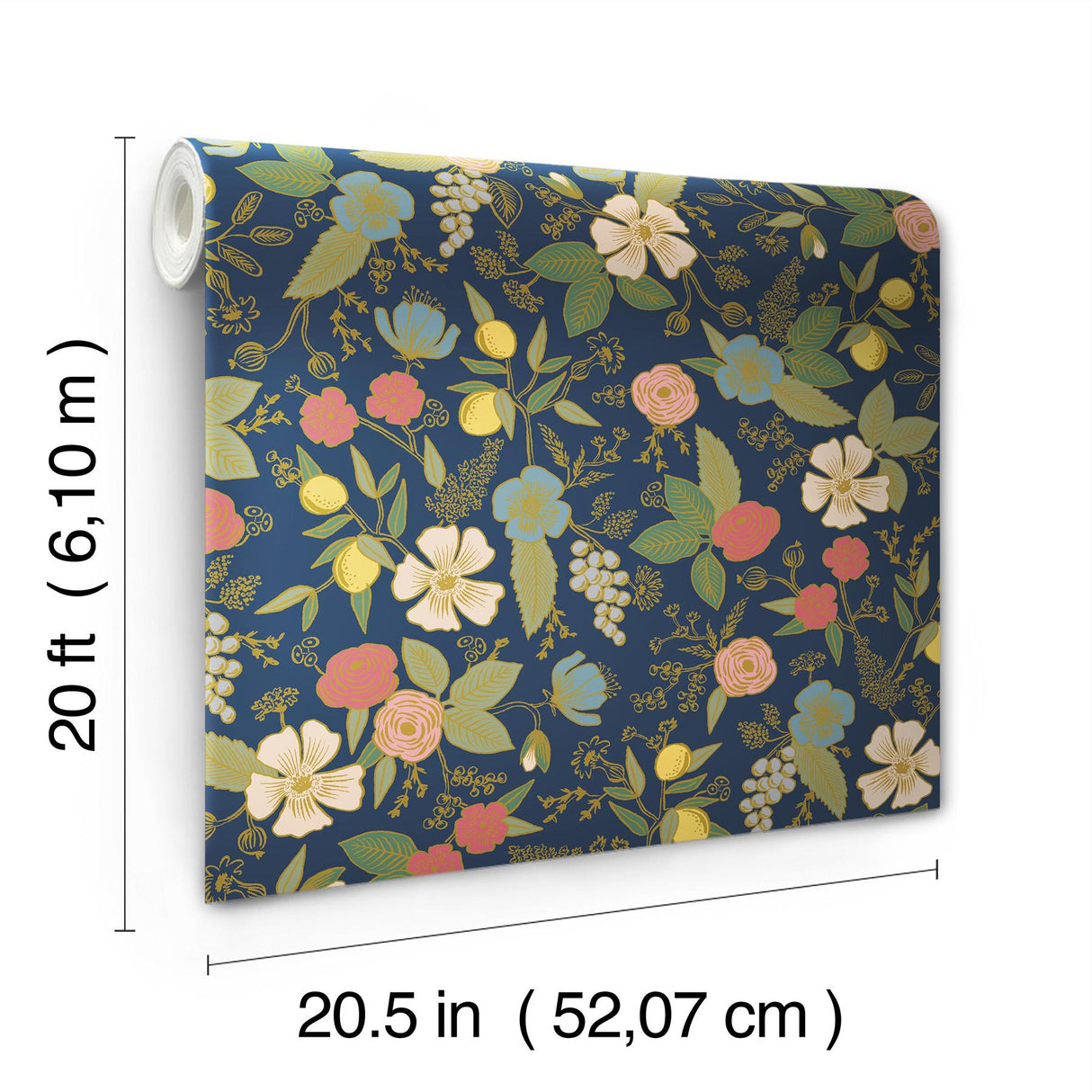 Rifle Paper Co. Colette Navy Peel And Stick Blue Wallpaper