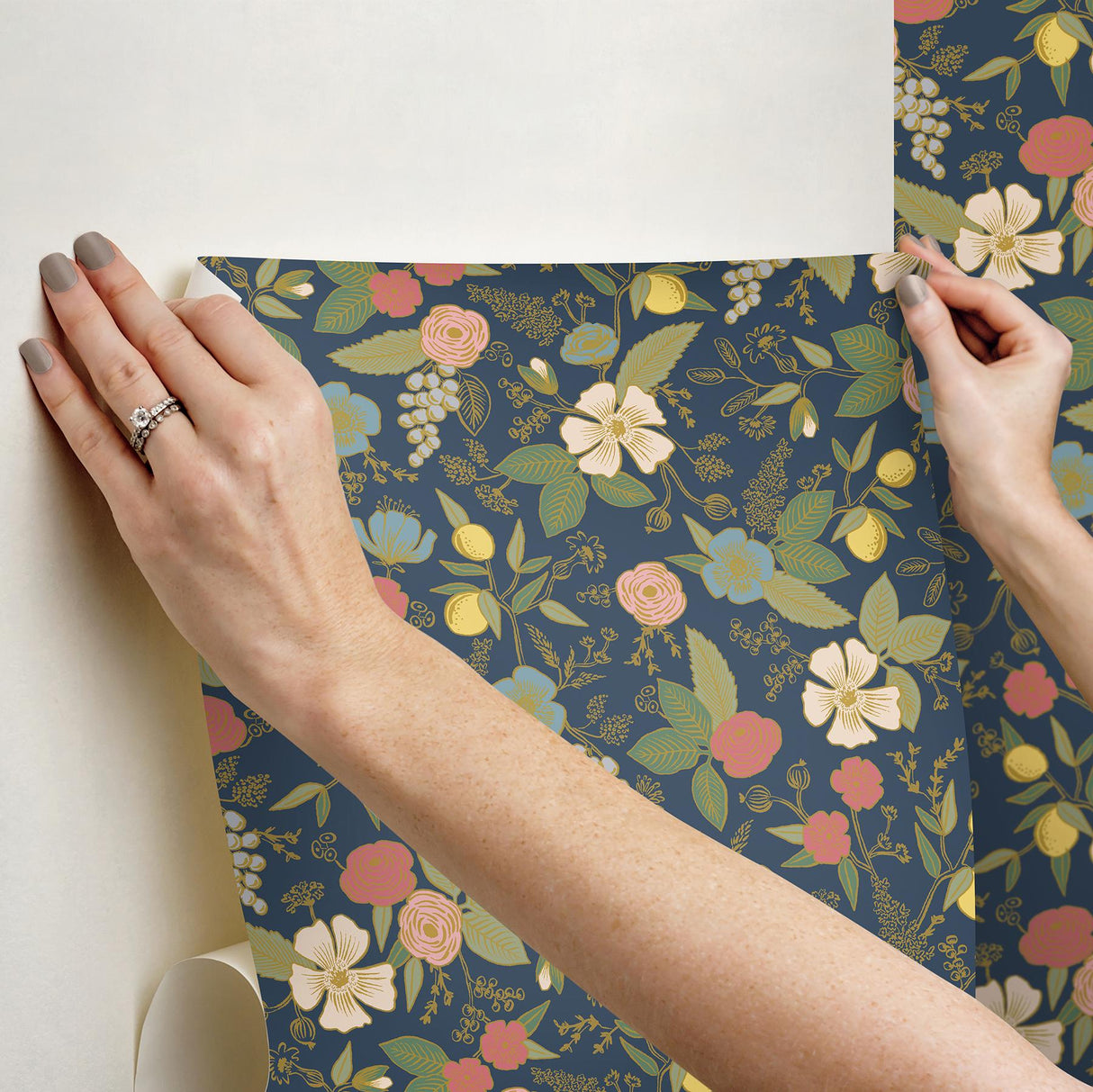 Rifle Paper Co. Colette Navy Peel And Stick Blue Wallpaper