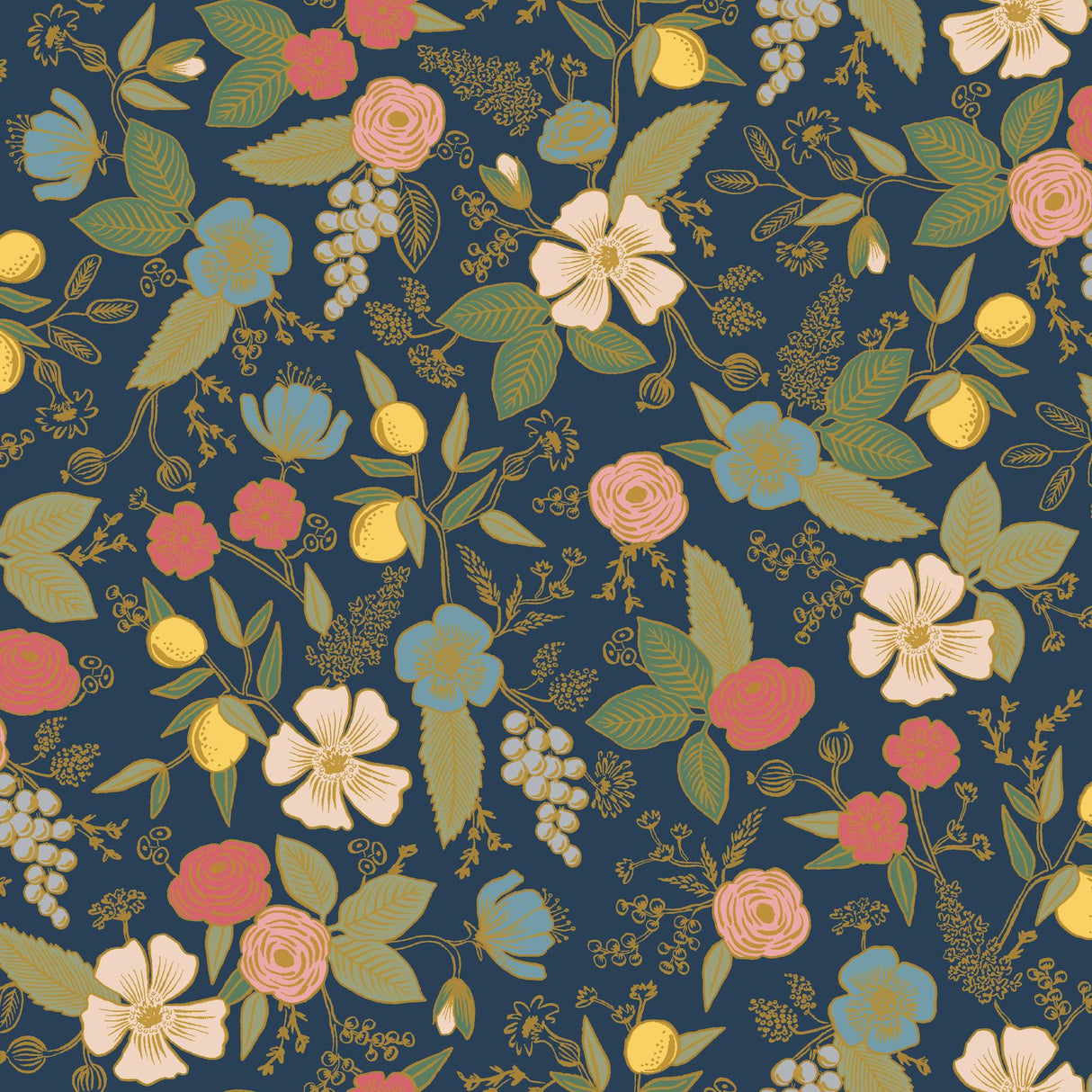 Rifle Paper Co. Colette Navy Peel And Stick Blue Wallpaper