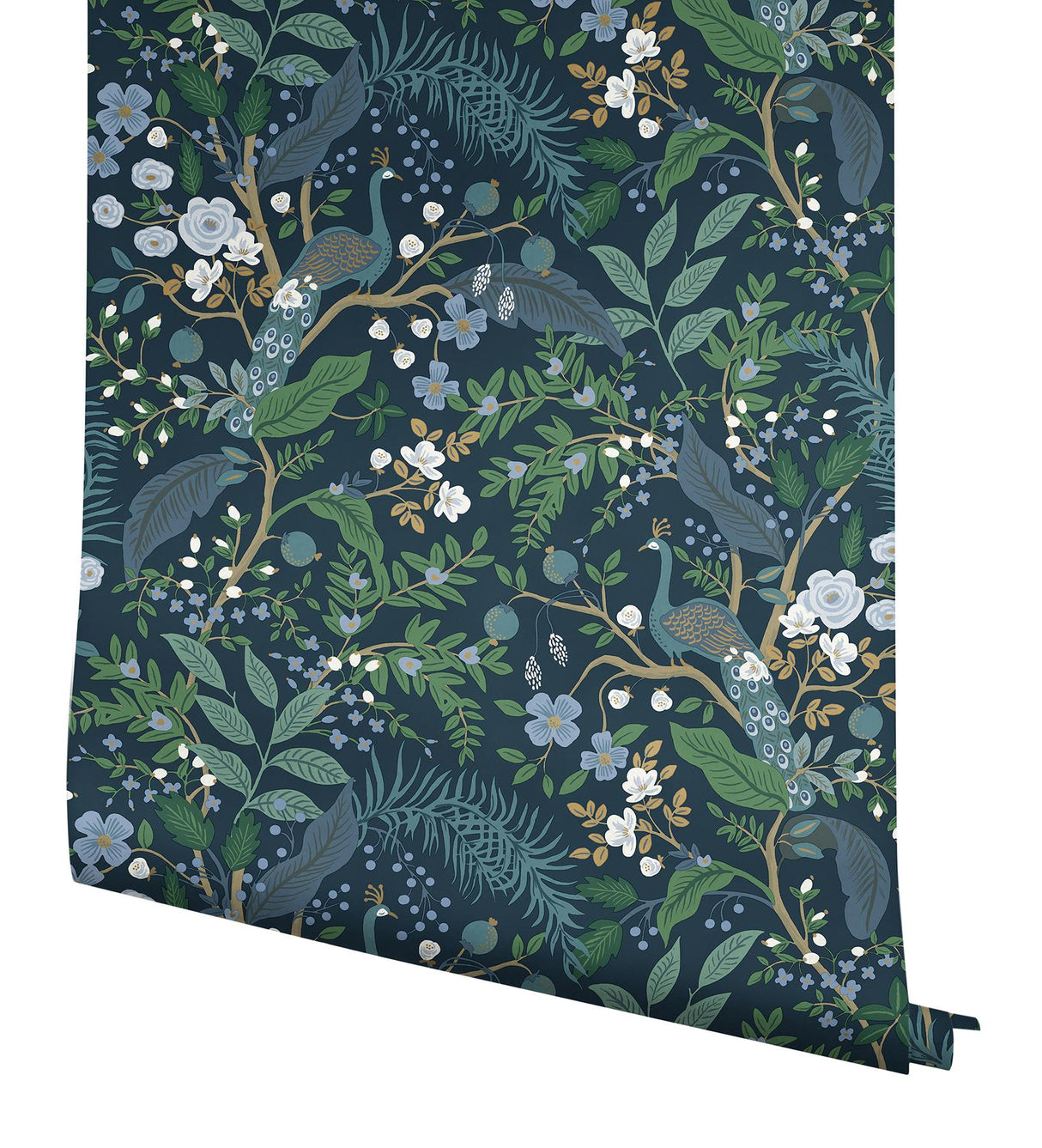 Rifle Paper Co. Peacock Garden Navy Peel And Stick Blue Wallpaper
