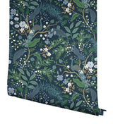 Rifle Paper Co. Peacock Garden Navy Peel And Stick Blue Wallpaper