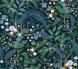Rifle Paper Co. Peacock Garden Navy Peel And Stick Blue Wallpaper