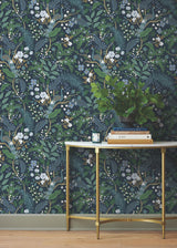 Rifle Paper Co. Peacock Garden Navy Peel And Stick Blue Wallpaper