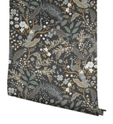Rifle Paper Co. Peacock Garden Black Peel And Stick Black Wallpaper