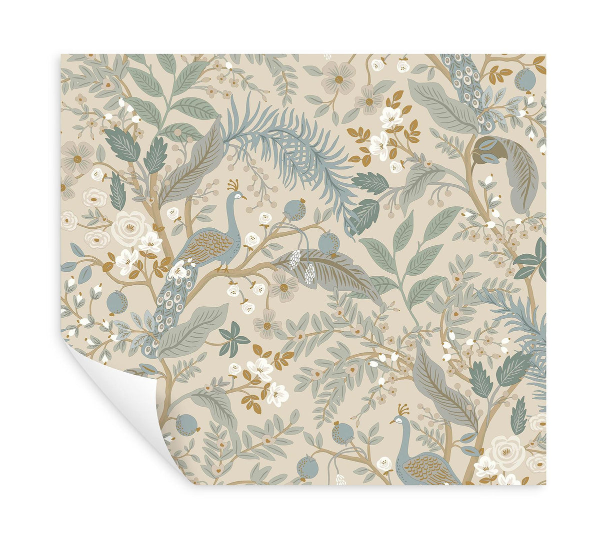Rifle Paper Co. Peacock Garden Linen Peel And Stick Beige Wallpaper