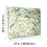 Rifle Paper Co. Peacock Garden White Peel And Stick Green Wallpaper
