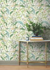 Rifle Paper Co. Peacock Garden White Peel And Stick Green Wallpaper