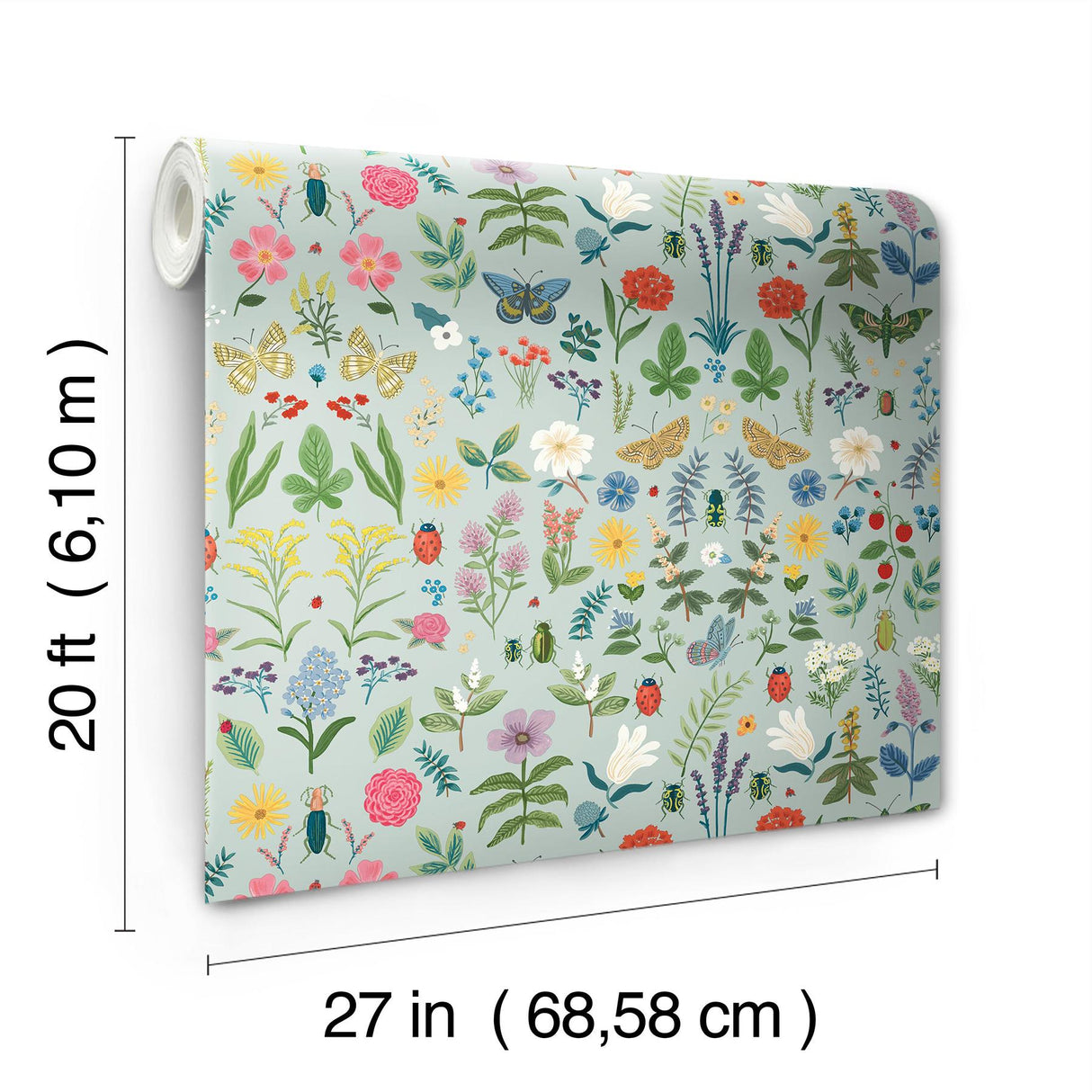 Rifle Paper Co. Curio Mint Peel And Stick Blue Wallpaper