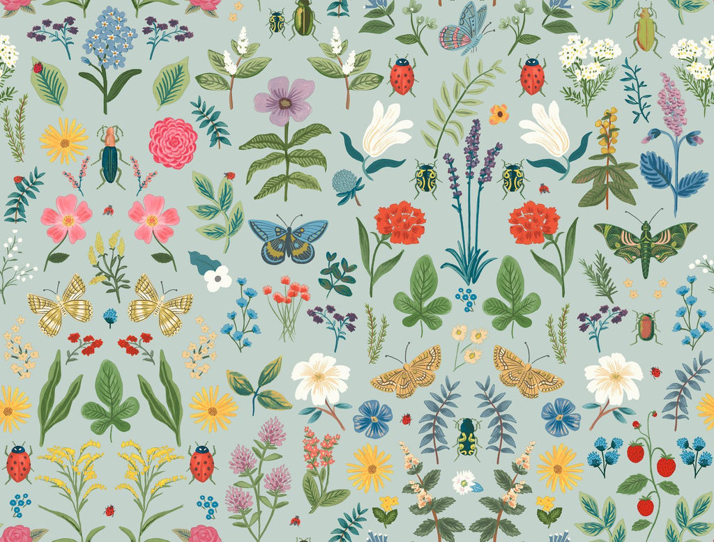 Rifle Paper Co. Curio Mint Peel and Stick Blue Wallpaper