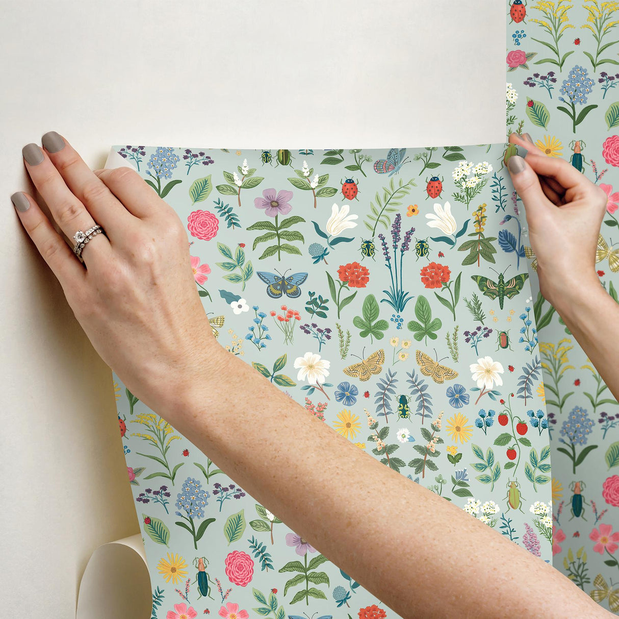 Rifle Paper Co. Curio Mint Peel And Stick Blue Wallpaper