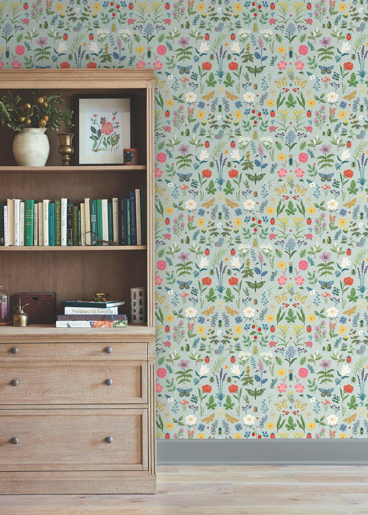 Rifle Paper Co. Curio Mint Peel And Stick Blue Wallpaper