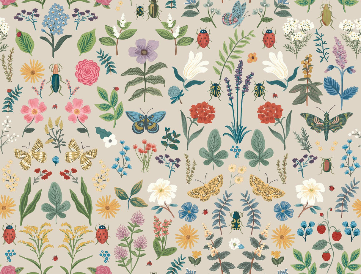 Rifle Paper Co. Curio Linen Peel and Stick Beige Wallpaper
