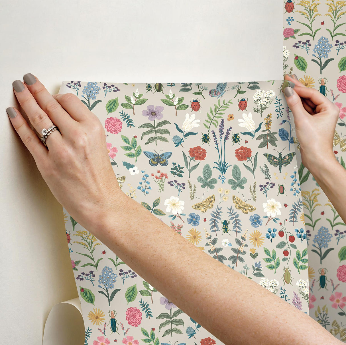Rifle Paper Co. Curio Linen Peel And Stick Beige Wallpaper
