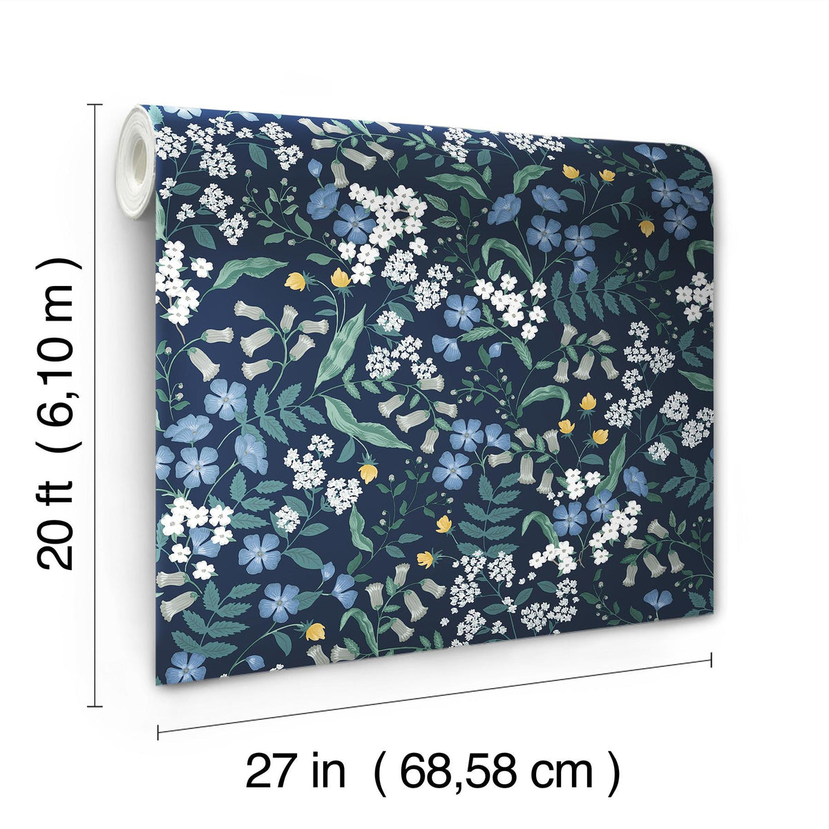 Rifle Paper Co. Sweetbrier Navy Peel And Stick Blue Wallpaper
