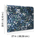 Rifle Paper Co. Sweetbrier Navy Peel And Stick Blue Wallpaper