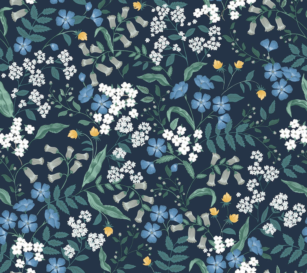 Rifle Paper Co. Sweetbrier Navy Peel and Stick Blue Wallpaper