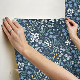 Rifle Paper Co. Sweetbrier Navy Peel And Stick Blue Wallpaper