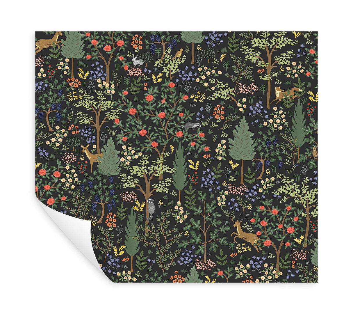 Rifle Paper Co. Woodland Black Peel And Stick Black Wallpaper