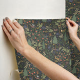 Rifle Paper Co. Woodland Black Peel And Stick Black Wallpaper