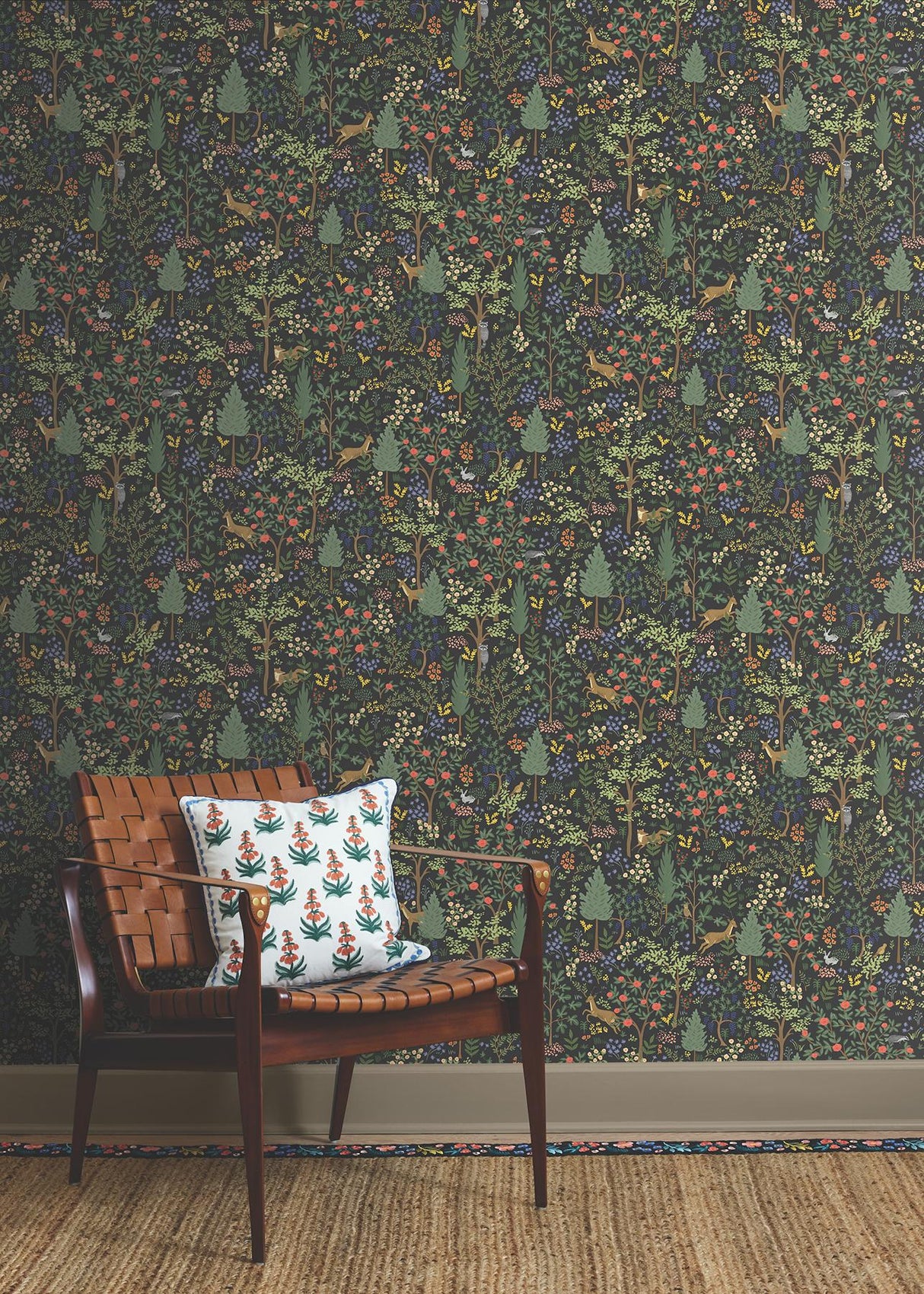 Rifle Paper Co. Woodland Black Peel And Stick Black Wallpaper