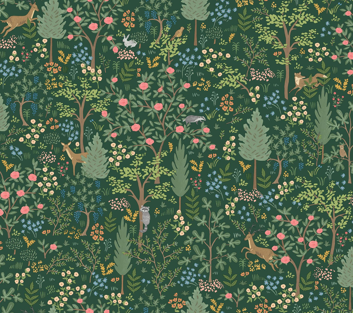 Rifle Paper Co. Woodland Emerald Peel And Stick Green Wallpaper