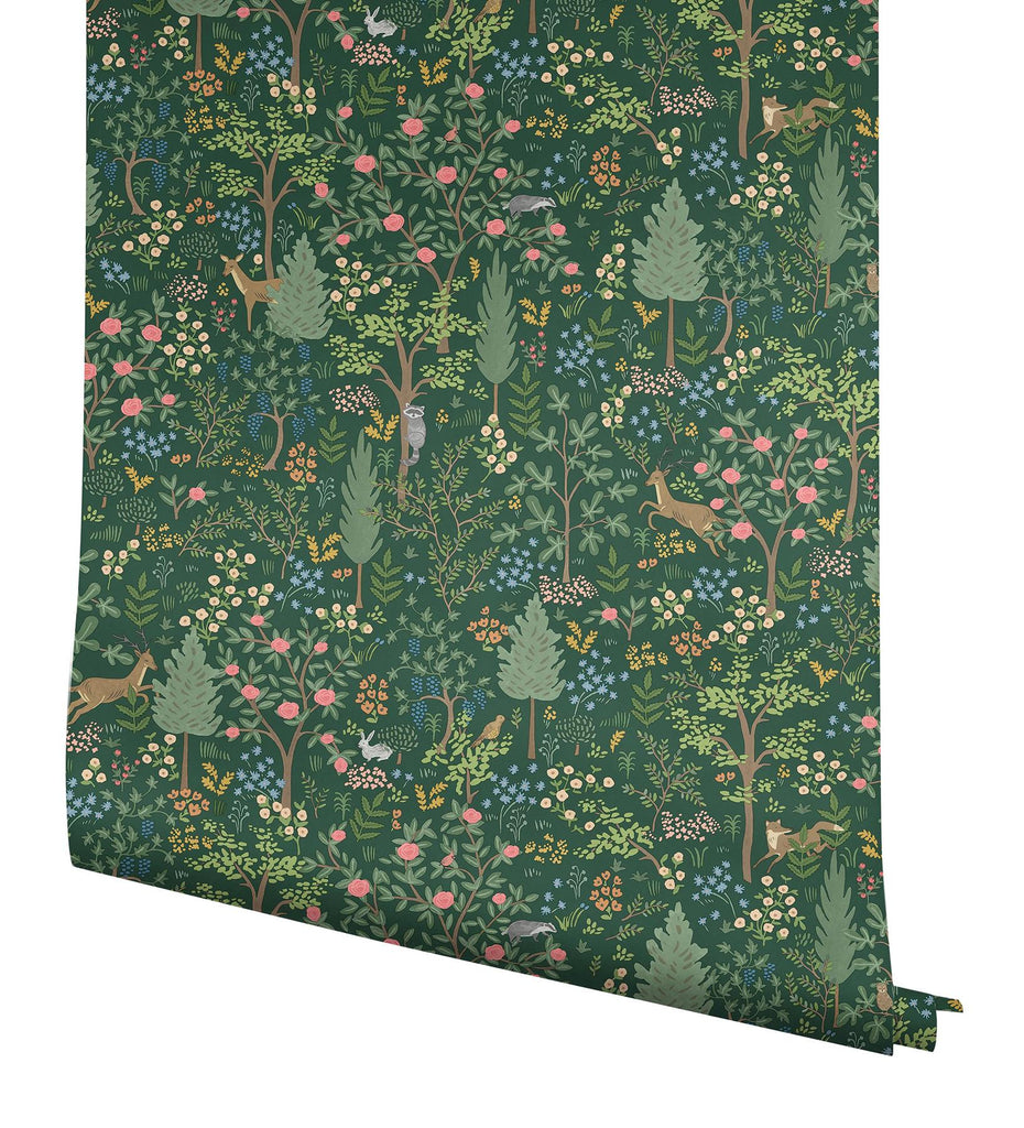 Rifle Paper Co. Woodland Emerald Peel And Stick Green Wallpaper