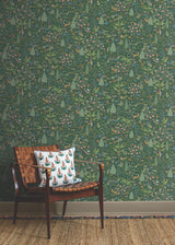 Rifle Paper Co. Woodland Emerald Peel And Stick Green Wallpaper