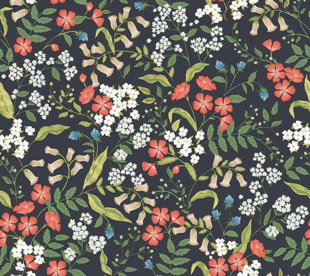 Rifle Paper Co. Sweetbrier Black Peel and Stick Black Wallpaper