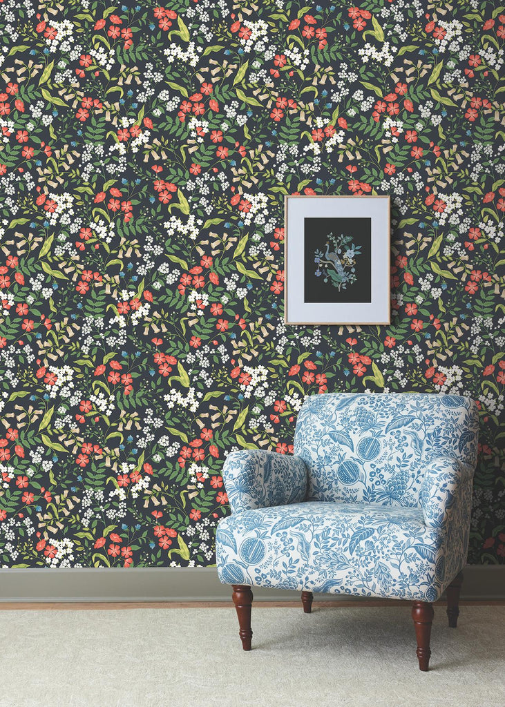 Rifle Paper Co. Sweetbrier Black Peel And Stick Black Wallpaper
