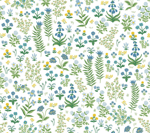 Rifle Paper Co. Menagerie Garden Blue Multicolor Peel and Stick Blue Wallpaper