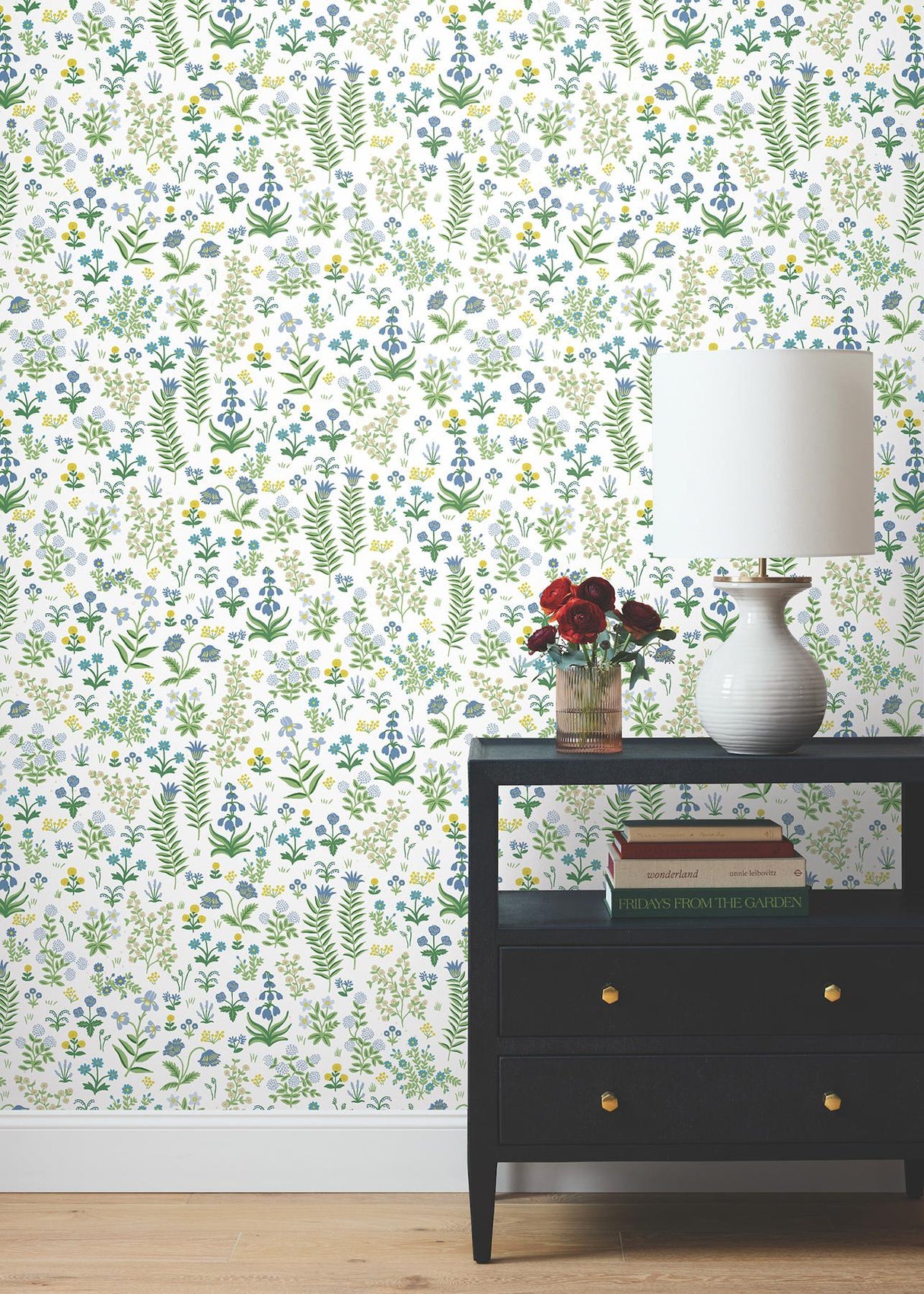 Rifle Paper Co. Menagerie Garden Blue Multicolor Peel And Stick Blue Wallpaper